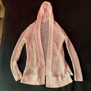 hooded mesh knitted cardigan